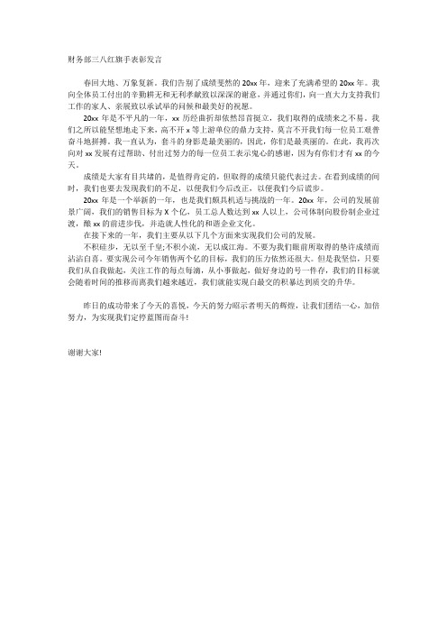 财务部三八红旗手表彰发言