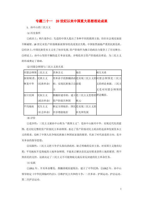 高考历史一轮复习 教材深度解析与整合 专题二十一 20世纪以来中国重大思想理论成果(1)