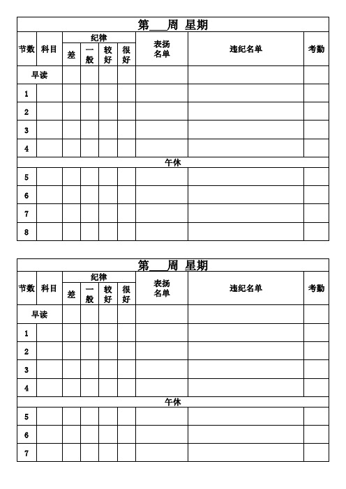 课堂纪律登记表