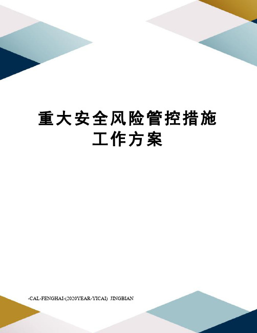 重大安全风险管控措施工作方案