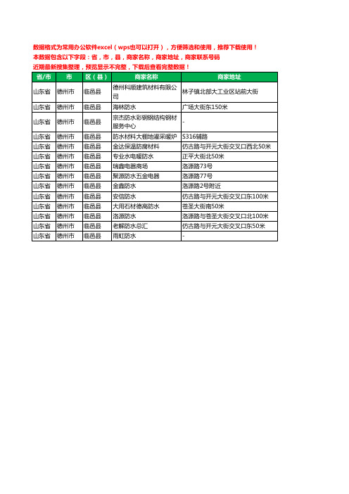 2020新版山东省德州市临邑县防水工商企业公司商家名录名单联系电话号码地址大全14家