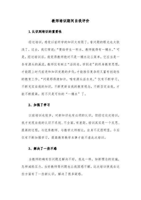 教师培训期间自我评价(六篇)