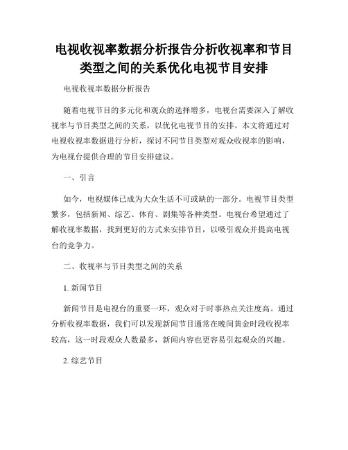 电视收视率数据分析报告分析收视率和节目类型之间的关系优化电视节目安排