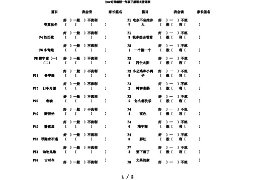 (word)部编版一年级下册语文背诵表