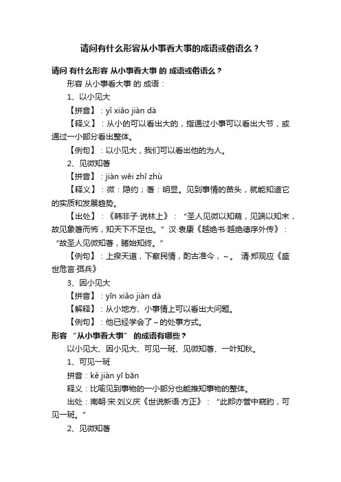 请问有什么形容从小事看大事的成语或俗语么？