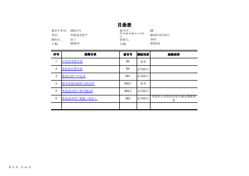 EK 其他流动资产审计工作底稿模版