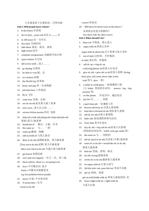 八年级下册重要短语.doc