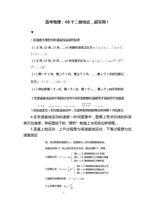 高考物理：40个二级结论，超实用！