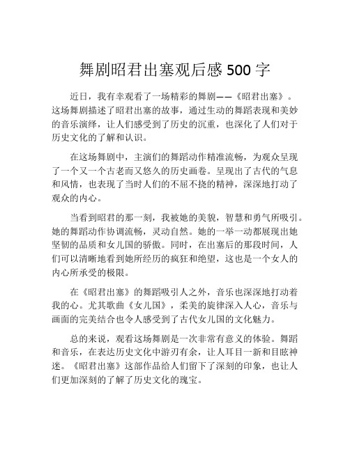 舞剧昭君出塞观后感500字