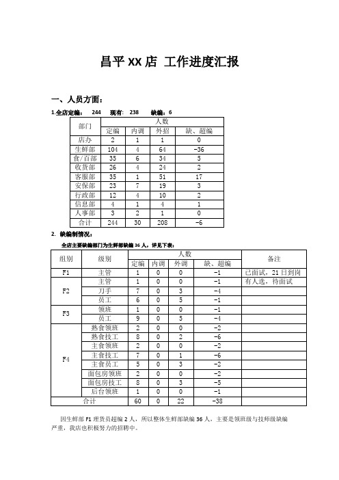 超市门店工作进度汇报