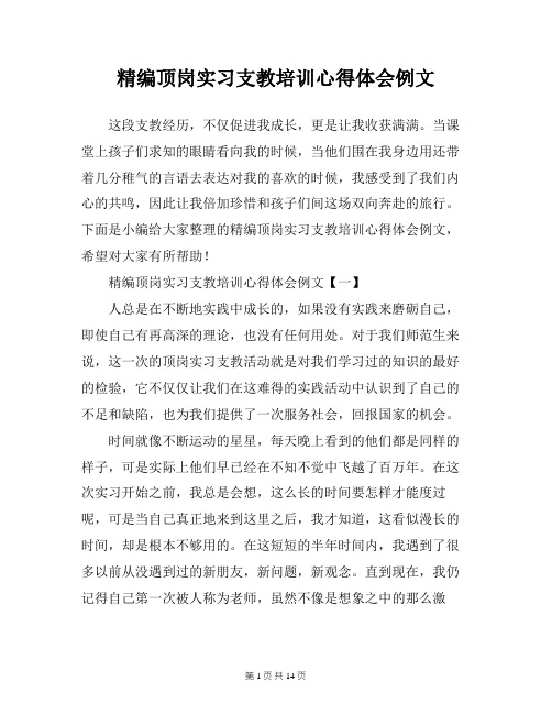 精编顶岗实习支教培训心得体会例文