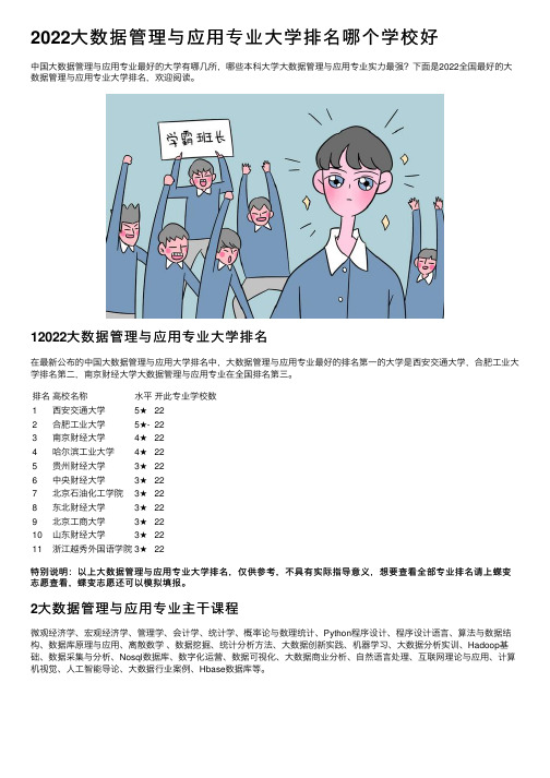 2022大数据管理与应用专业大学排名哪个学校好