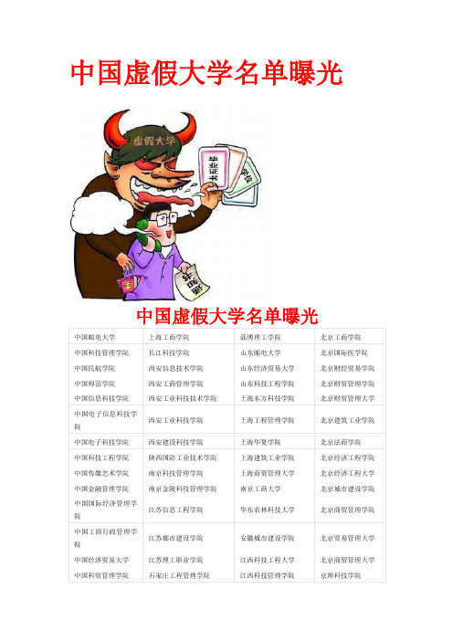 中国虚假大学名单曝光