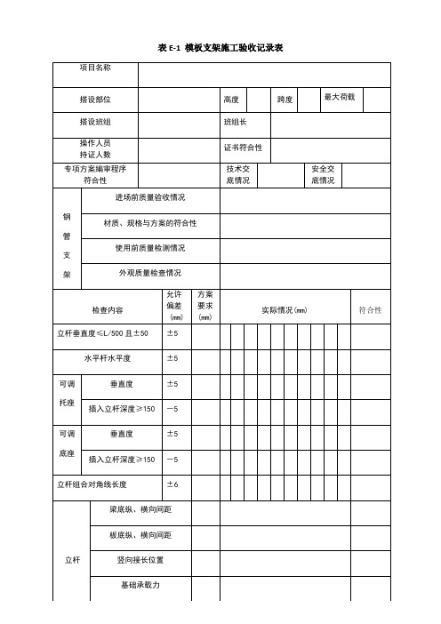 承插型盘扣式钢管支架施工验收记录