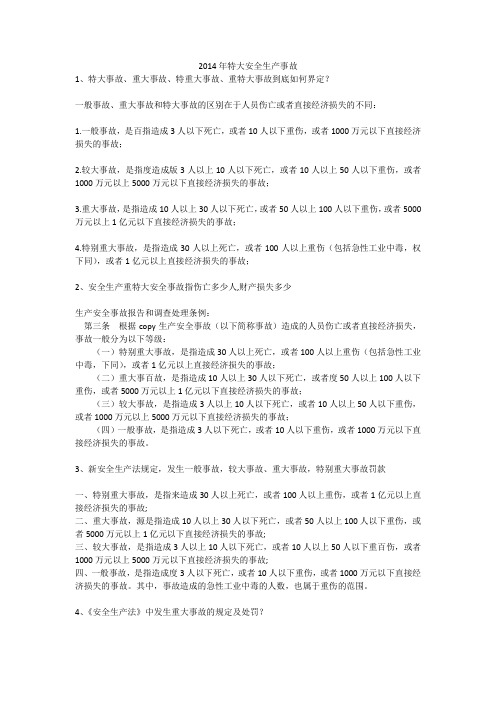 2014年特大安全生产事故安全生产
