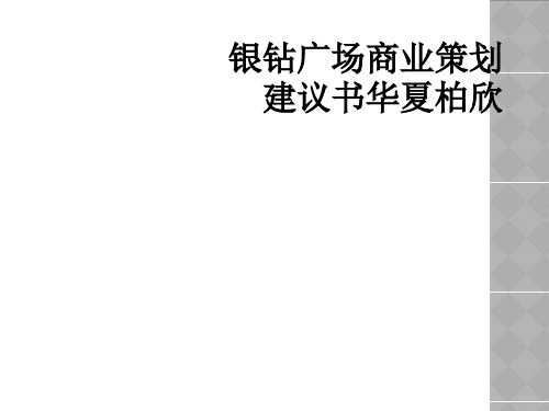 银钻广场商业策划建议书华夏柏欣