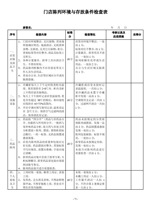 表-05 门店陈列环境与存放条件检查表