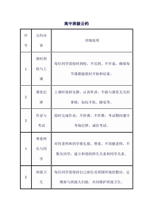 高中班级公约