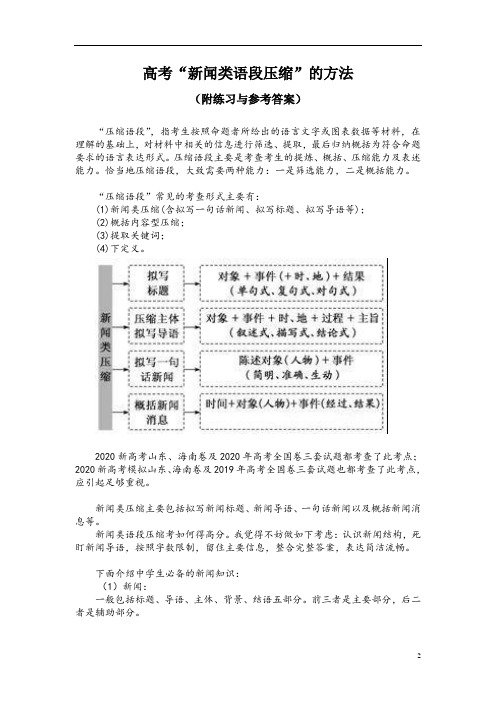 高考“新闻类语段压缩”的方法(附练习与参考答案)