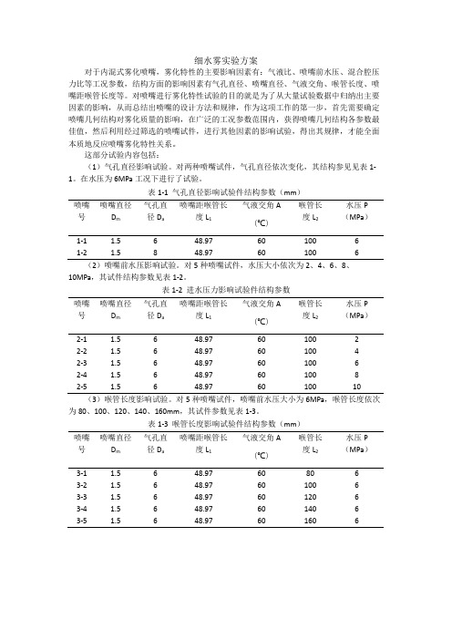 细水雾实验方案