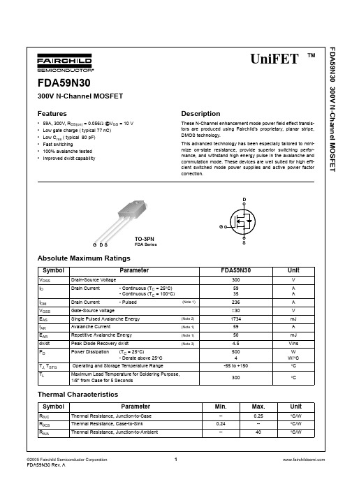 FAIRCHILD FDA59N30 说明书