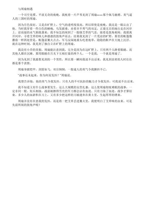 与周瑜相遇迟子建阅读理解练习题附答案