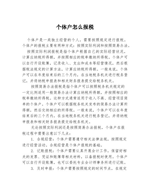 个体户怎么报税