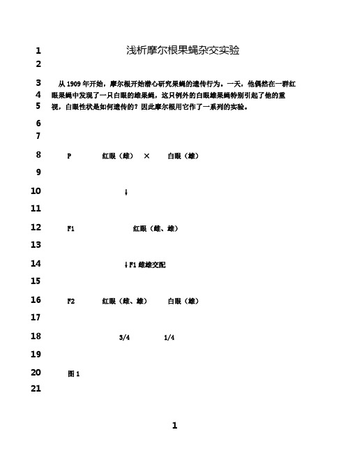 最新浅析摩尔根果蝇杂交实验