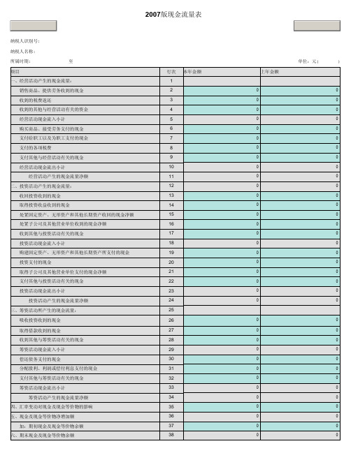 2007版财务报表现金流量表