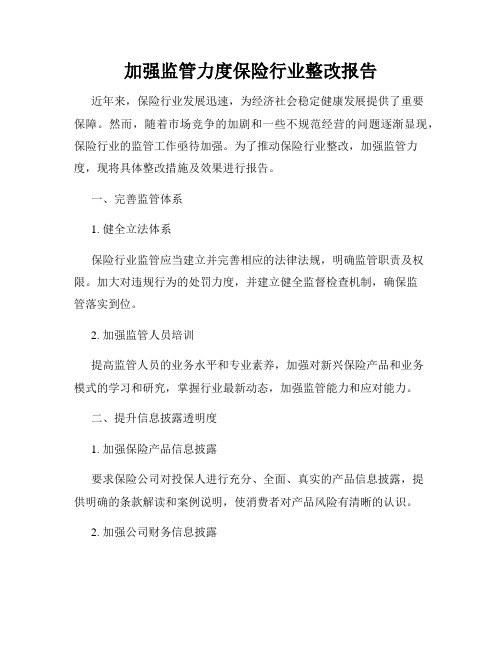 加强监管力度保险行业整改报告