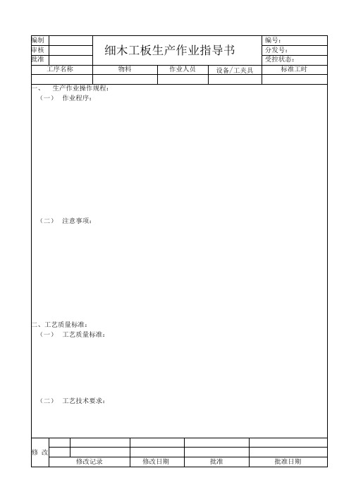细木工板生产作业指导书