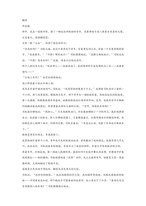 毕淑敏《翻浆》阅读练习及答案