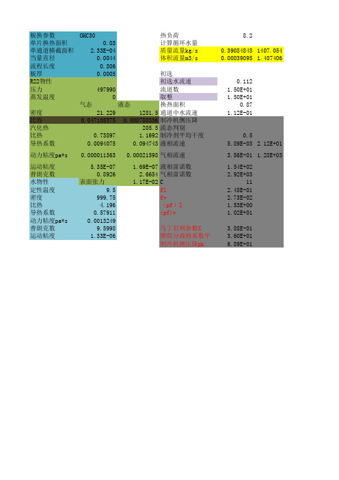 板式热交换器做蒸发器时的计算