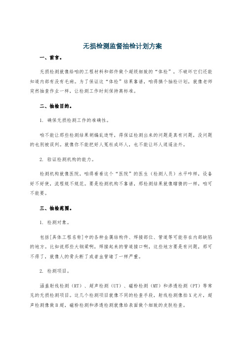 无损检测监督抽检计划方案