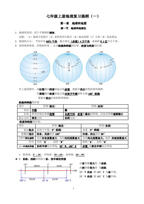 七上地理复习知识点