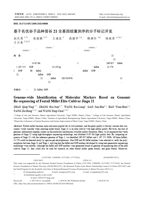 基于名优谷子品种晋谷21全基因组重测序的分子标记开发