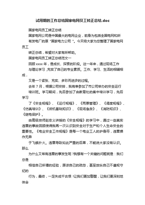 试用期的工作总结国家电网员工转正总结.doc