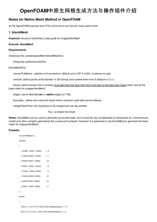 OpenFOAM中原生网格生成方法与操作组件介绍