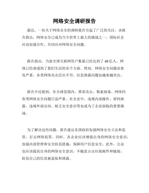 网络安全调研报告