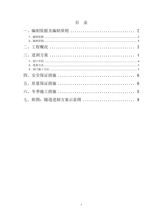 隧道进洞施工方案