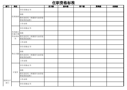 任职资格标准汇总