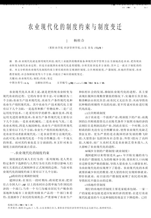 农业现代化的制度约束与制度变迁