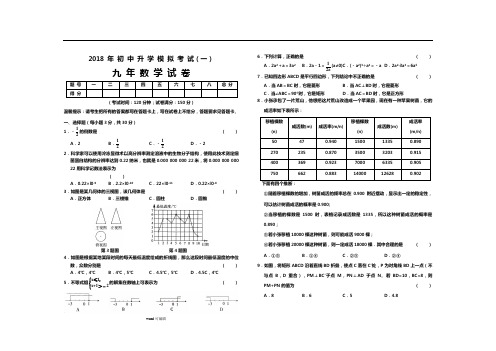 2018中考数学模拟试题与答案