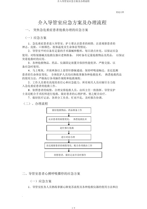 介入导管室应急预案及处理流程