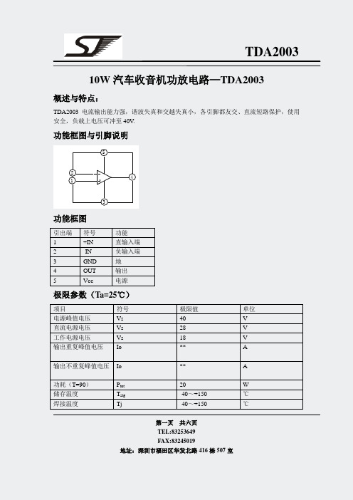 功放芯片-tda2003