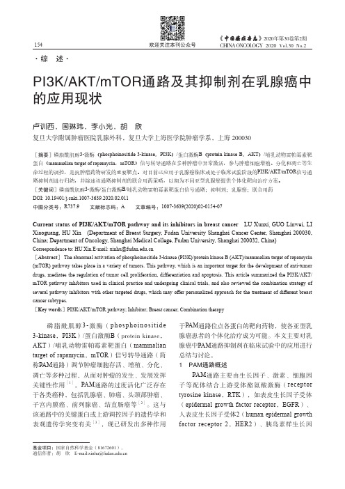 PI3K/AKT/mTOR通路及其抑制剂在乳腺癌中的应用现状