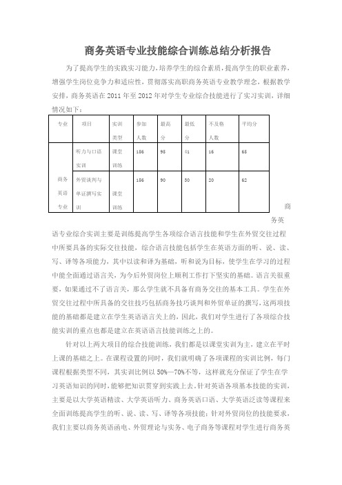 商务英语专业技能综合训练总结分析报告