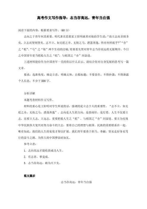 高考作文写作指导:志当存高远,青年当自强(附文题详解及范文展示)