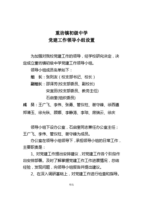 党建领导小组设置