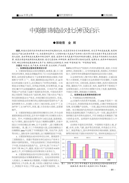 中美德日制造业对比分析及启示